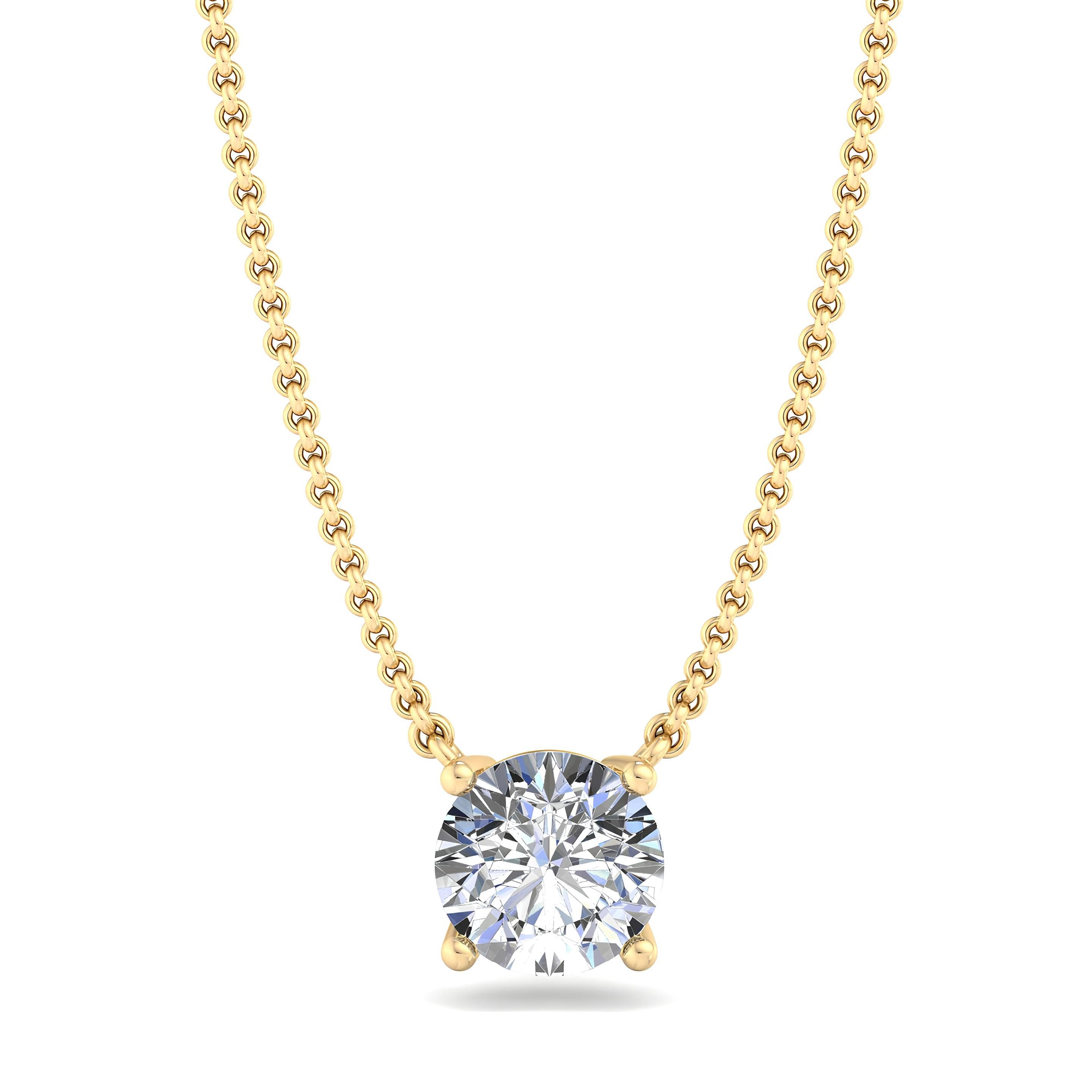 0.25 to 2.00 CTW EF VS/SI Lab-Grown Round Diamond Pendant Necklace Certified, 14K Gold Jewelry Gift